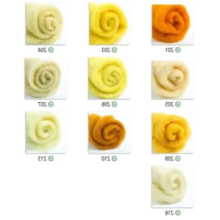 Wełna w błamie Zestaw Żółty 10 kolorów do filcowania