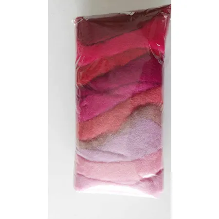 Wełna w błamie Zestaw RÓŻOWY 10 kolorów do filcowania