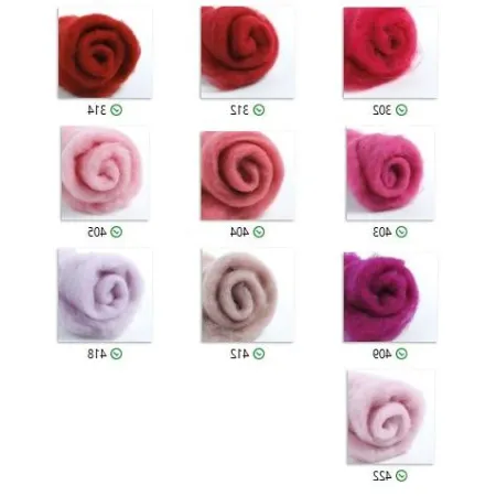 Wełna w błamie Zestaw RÓŻOWY 10 kolorów do filcowania