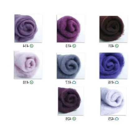 Wełna w błamie Zestaw FIOLET 8 kolorów do filcowania