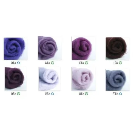 Wełna w błamie Zestaw FIOLET 8 kolorów do filcowania