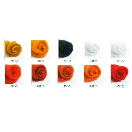 Wełna w błamie Zestaw HALLOWEEN 10 kolorów do filcowania