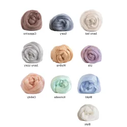 Czesanka wiskozy ZESTAW PASTELOWY 10 kolorów do filcowanIa