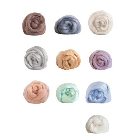 Czesanka wiskozy ZESTAW PASTELOWY 10 kolorów do filcowanIa