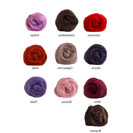 Czesanka wiskozy ZESTAW JAGODOWY 10 kolorów do filcowania