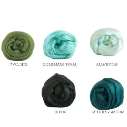 Czesanka wiskozy ZESTAW ZIELONY 5 kolorów