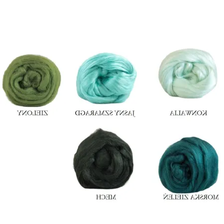 Czesanka wiskozy ZESTAW ZIELONY 5 kolorów