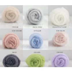 Wełna w błamie do filcowania 19mic 10 Zestaw Pastelowy