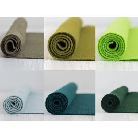 Filc wełniany 2mm Zestaw ZIELONY 30x30cm 6 kolorów
