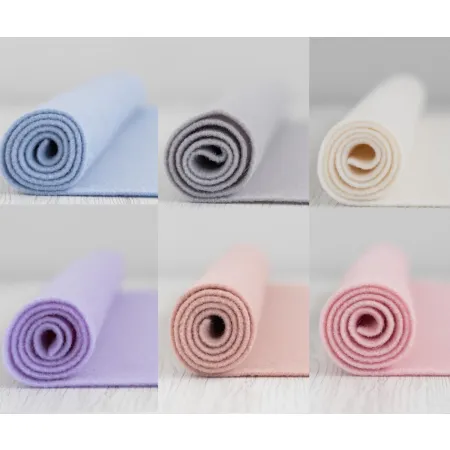 Filc wełniany 2mm Zestaw PASTELOWY 30x30cm 6 kolorów