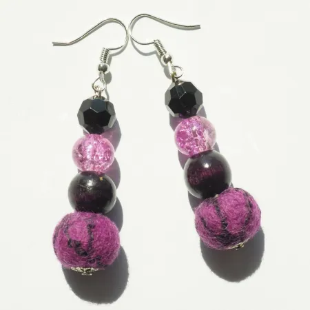 Kolczyk filcowy MIX-FIOLET LONG