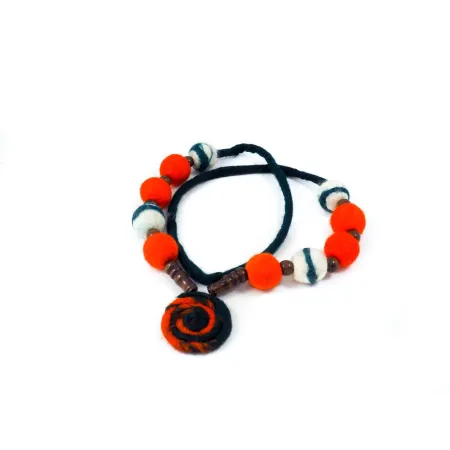 Kolorowy koral naszyjnik Filcowy Ślimak