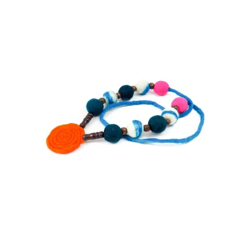 Kolorowy koral naszyjnik  Filcowy Ślimak