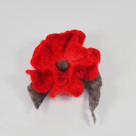 Damska broszka filcoway kwiat z wełny i jedwabiu