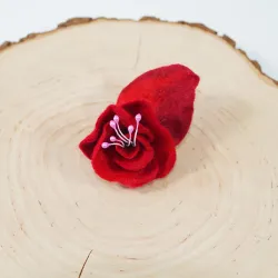 Damska broszka filcowa kwiat Czerwony