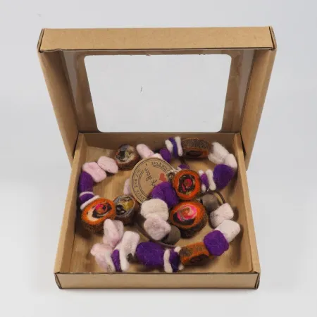 Filcowy koral naszyjnik Fioletowo-różowy melanż