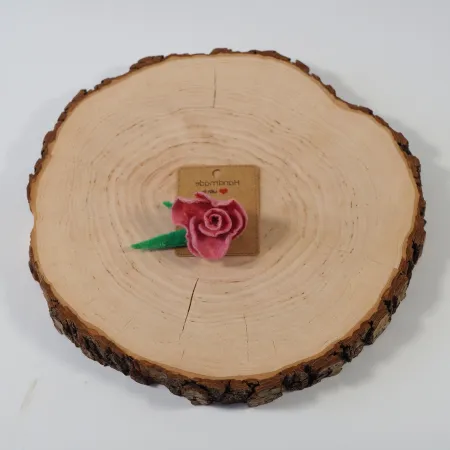 Broszka filcowa kwiat Różowy mały