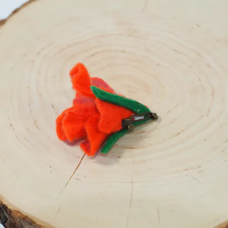 Damska broszka filcowa kwiat Pomarańczowy