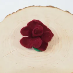Damska broszka filcowa kwiat Bordowy