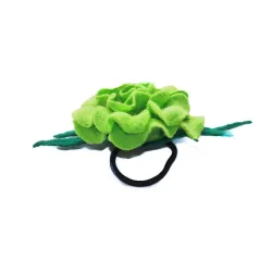 Gumka do włosów zieloną różą filcową