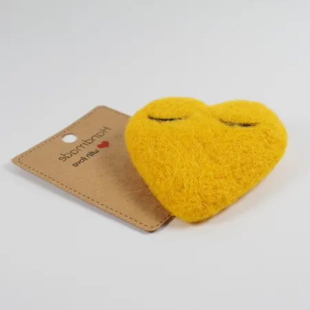 Broszka filcowa Serce serduszko żółte