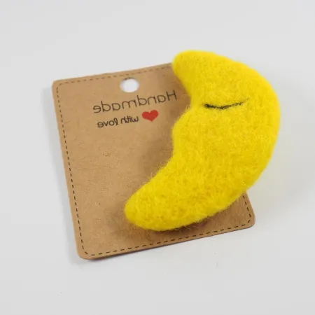 Broszka filcowa Księżyc żółty