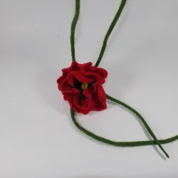 Polny mak koral / naszyjnik z kwiatem X