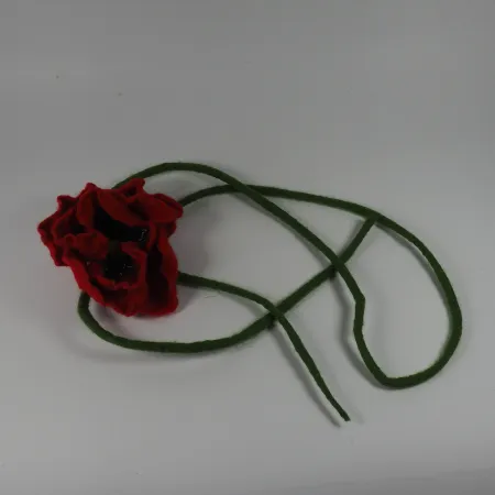 Polny mak koral / naszyjnik z kwiatem X