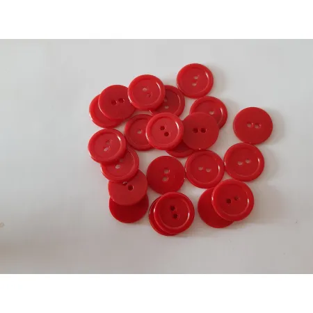 Guziki dwudziurkowe plastykowe 20 mm CZERWONY