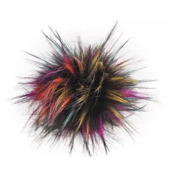 Pompon futrzany do czapki eko futro lis KOLOROWY