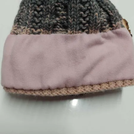 Ciepła czapka damska dziewczęca zimowa Szary róż