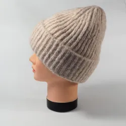 Ciepła czapka męska damska zimowa BEŻOWA ALPAKA MOHER