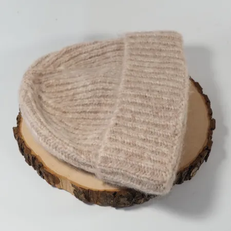 Ciepła czapka męska damska zimowa BEŻOWA ALPAKA MOHER