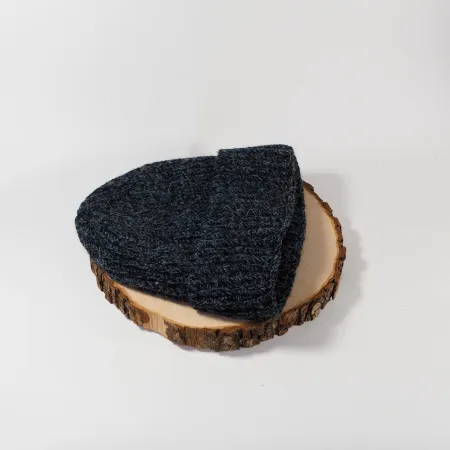 Ciepła czapka męska zimowa ALPAKA MELANŻ CZARNA GRANATOWA