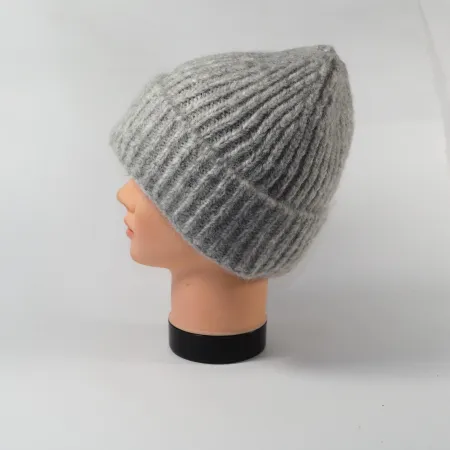 Ciepła czapka męska zimowa ALPAKA JASNA SZARA