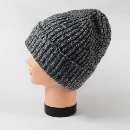 Ciepła czapka męska zimowa ALPAKA MELANŻ SZARY