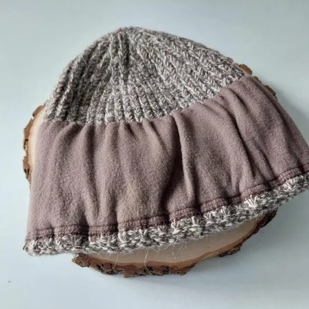 Ciepła czapka męska zimowa ALPAKA MELANŻ BRAZOWA BEŻOWA