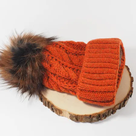 Ciepła czapka zimowa wełniana Ceglany