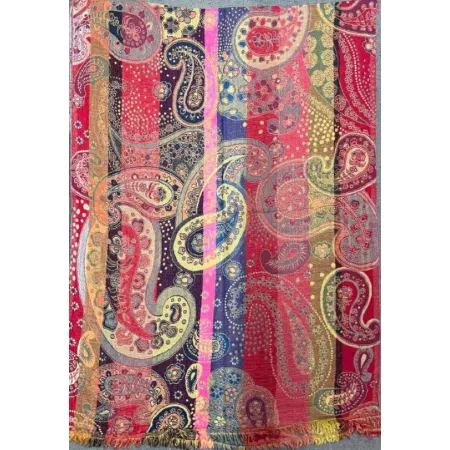 Damski szal kolorowy z wełny merynosów Paisley