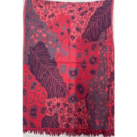 Damski szal ciepły z wełny merynosów Burgund wełniany