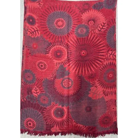 Damski szal ciepły z wełny merynosów Burgund wełniany