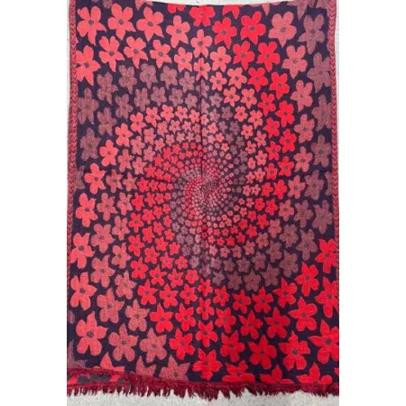 Damski szal ciepły kolorowy z wełny merynosów w kwiaty