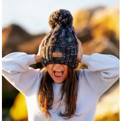 Ciepła czapka męska damska zimowa Szara melanż