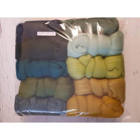 Wełna czesankowa polska Zestaw ZIELONY XXL 20 kolorów