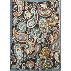 Damski szal kolorowy z wełny merino wyszywany w kwiaty