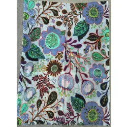 Damski szal kolorowy z wełny merino wyszywany w kwiaty