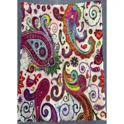 Damski szal kolorowy z wełny merino wyszywany w kwiaty