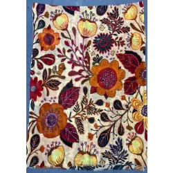 Damski szal kolorowy z wełny merino wyszywany w kwiaty