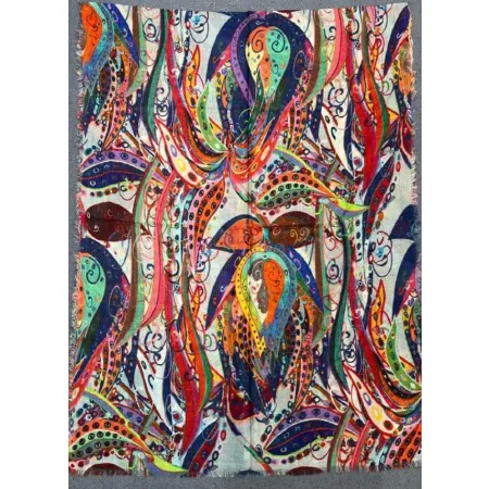 Damski szal kolorowy z wełny merino print