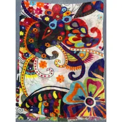 Damski szal kolorowy z wełny merino print Paisley